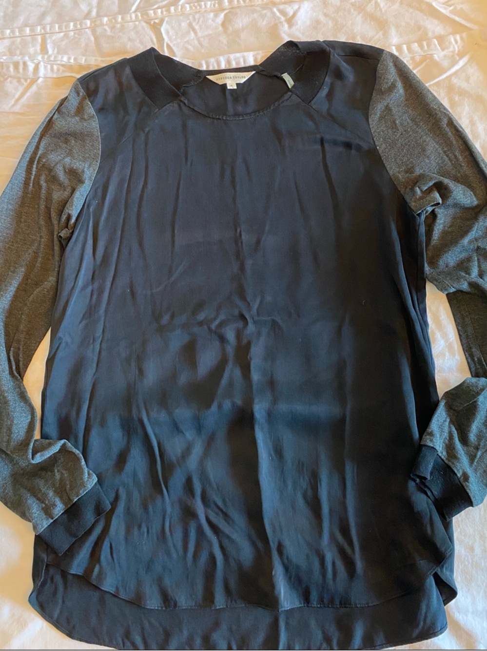 ✨ Rebecca Taylor Mixed-Media Long Sleeve Top ✨